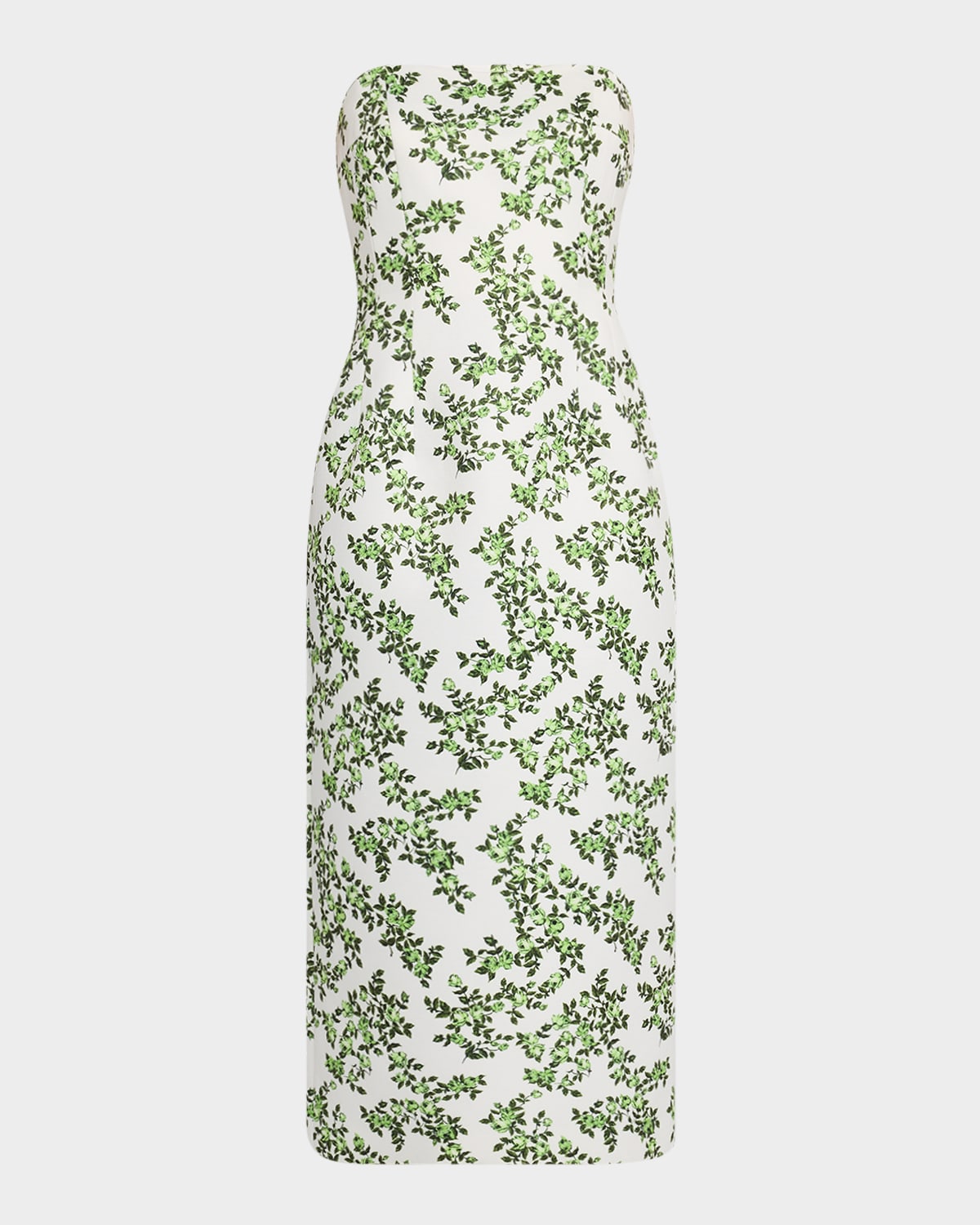 EMILIA WICKSTEAD LEILA STRAPLESS FLORAL-PRINT MIDI DRESS 