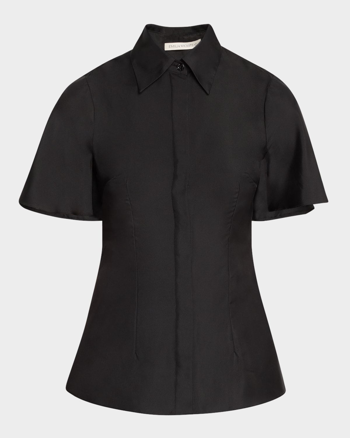 EMILIA WICKSTEAD KEIKO CAPE SILK TWILL BUTTON-DOWN TOP 
