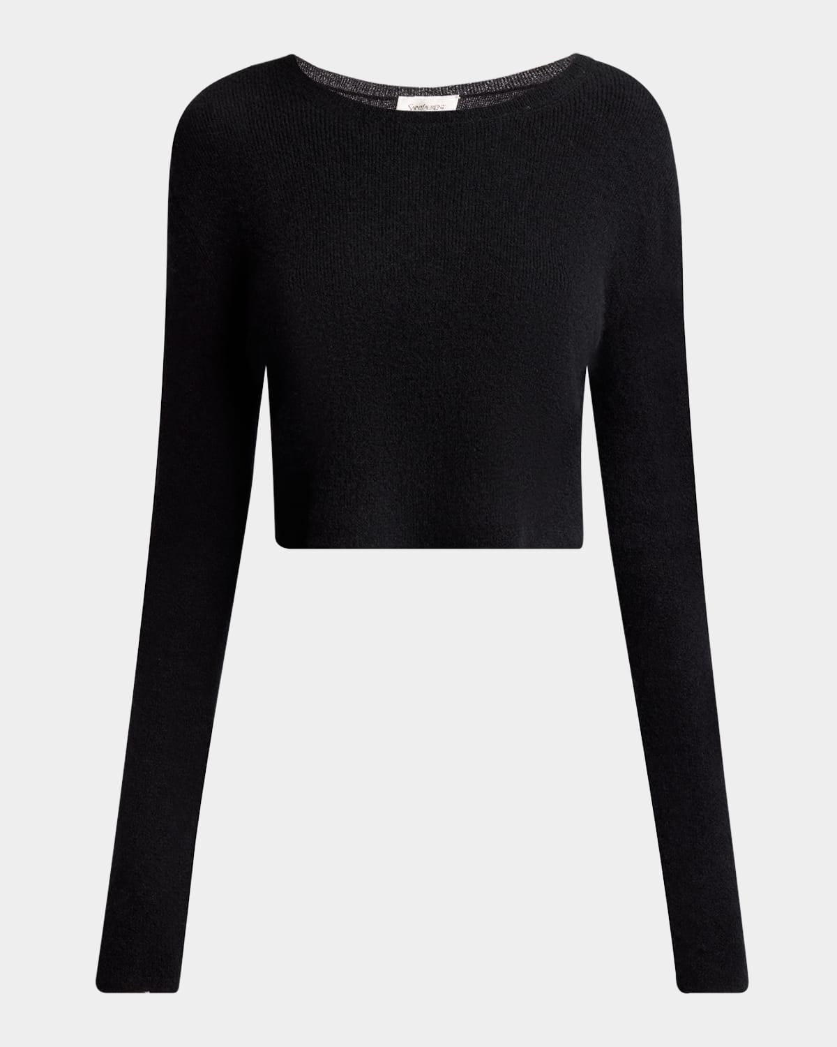 Bow Cutout Crop Cashmere Sweater