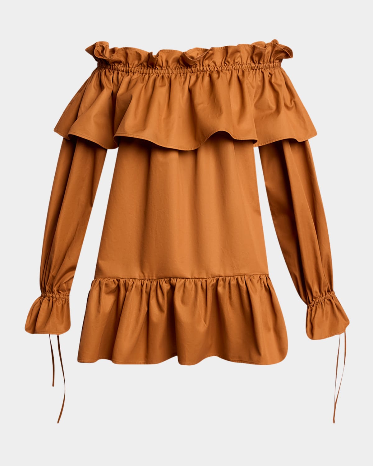 Saint Laurent Flounces Mini Dress In Brown