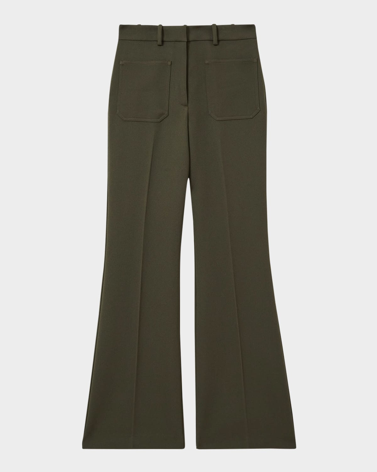 Reiss Priya Flared Leg Trousers In Khaki