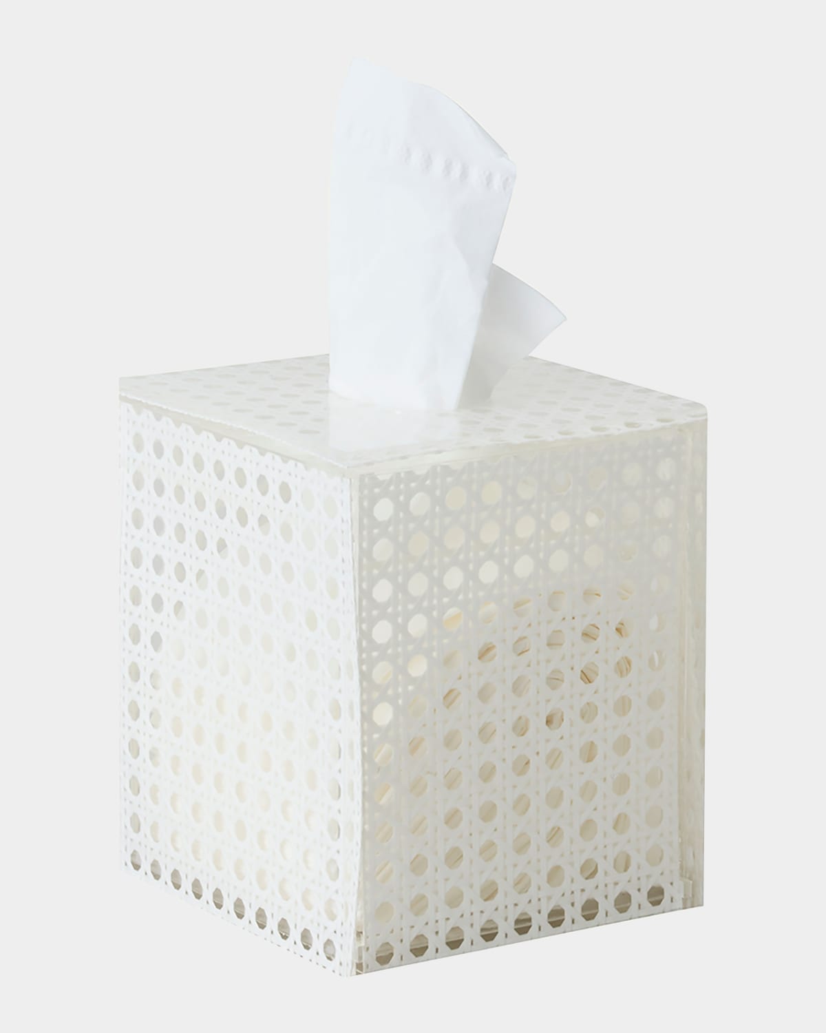 Kim Seybert Reed Tissue Box, White In White