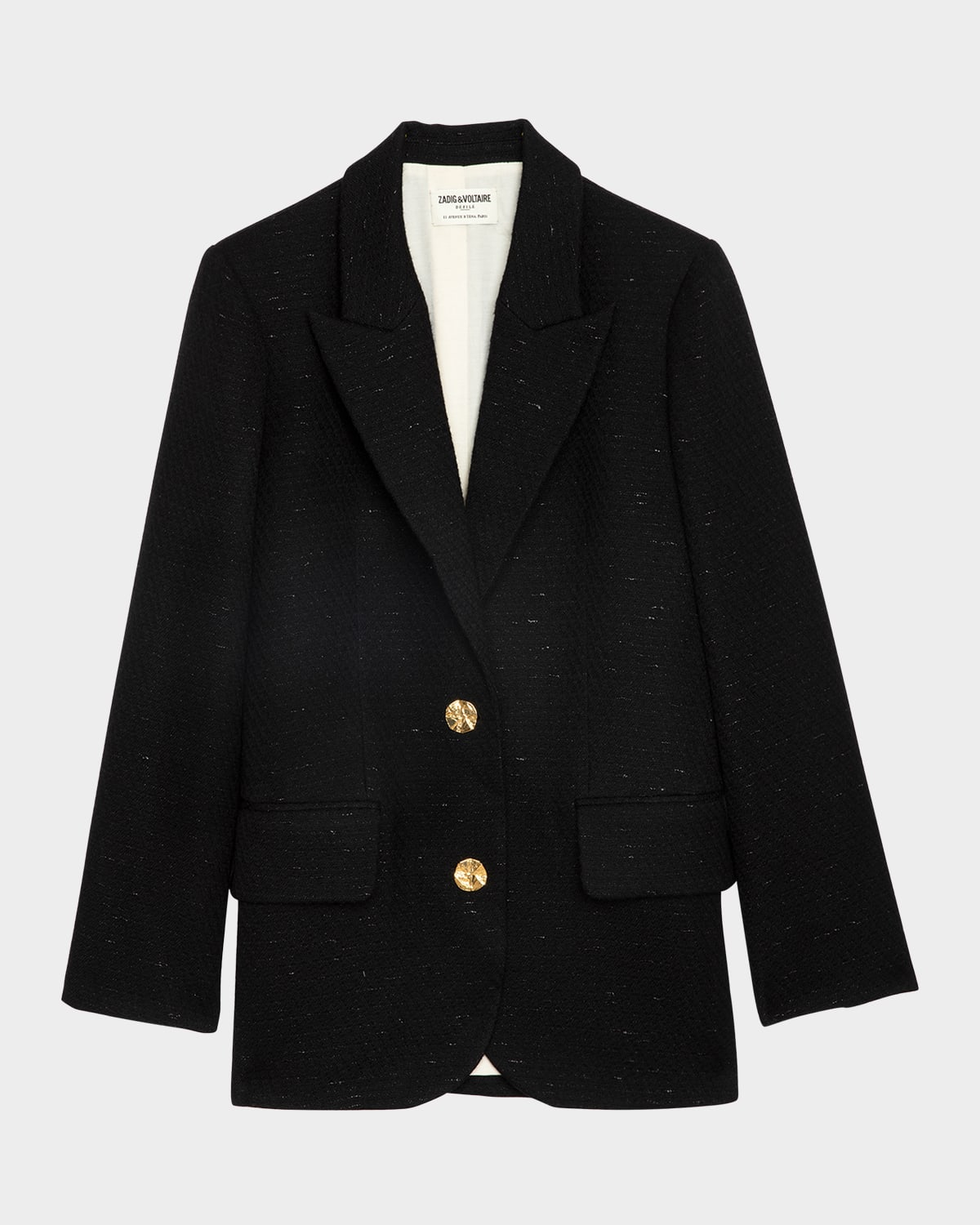 Zadig & Voltaire Single-breasted Tweed Blazer In Noir