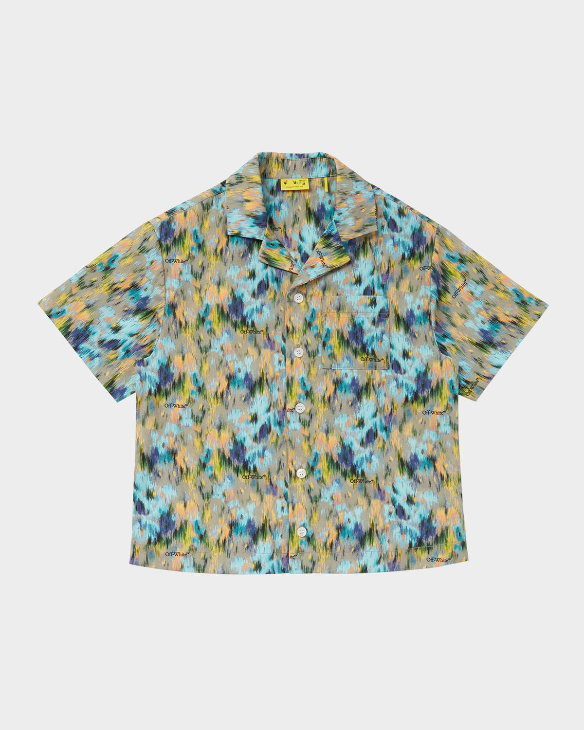 Off-white Boy's Watercolor-print Short-sleeve Shirt In Multicolor