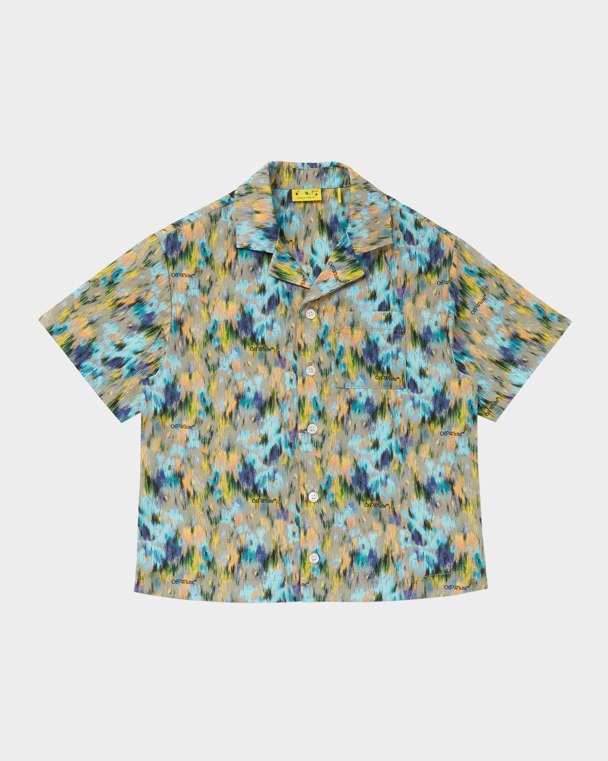 Off-white Boy's Watercolor-print Short-sleeve Shirt In Multicolor