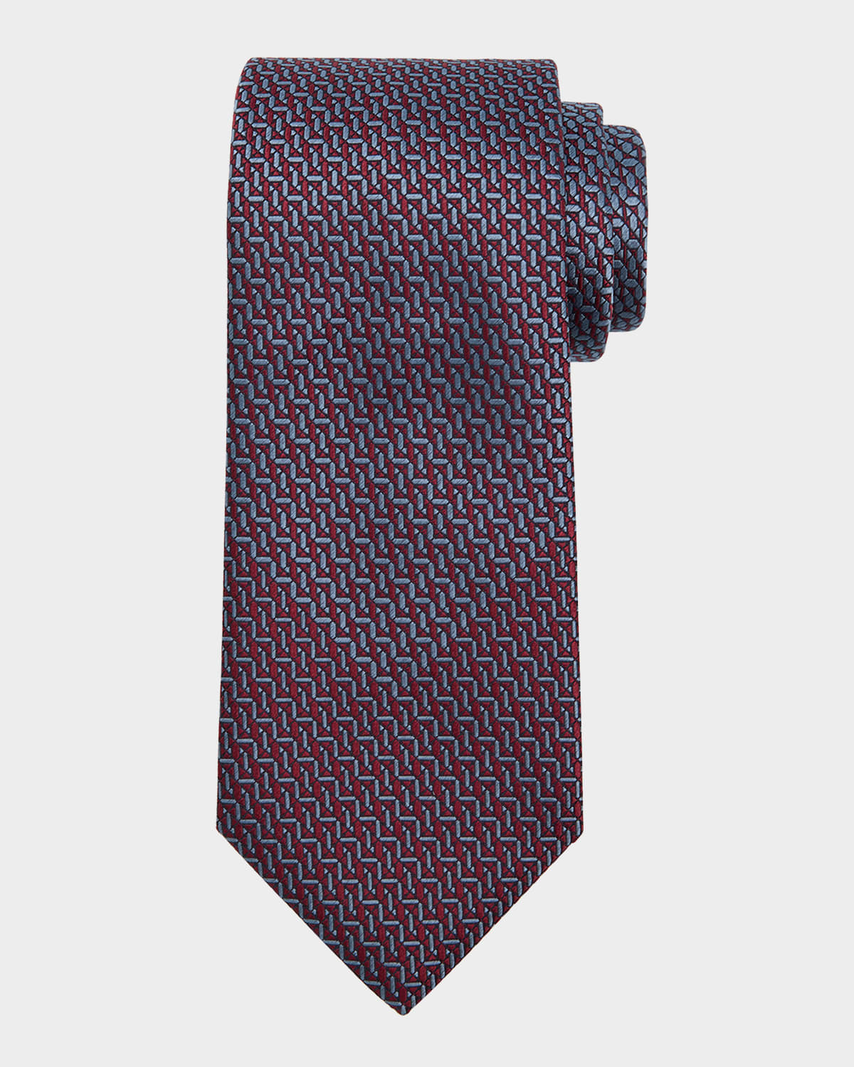 Brioni Men's Broken Chevron Silk Tie In Flannel