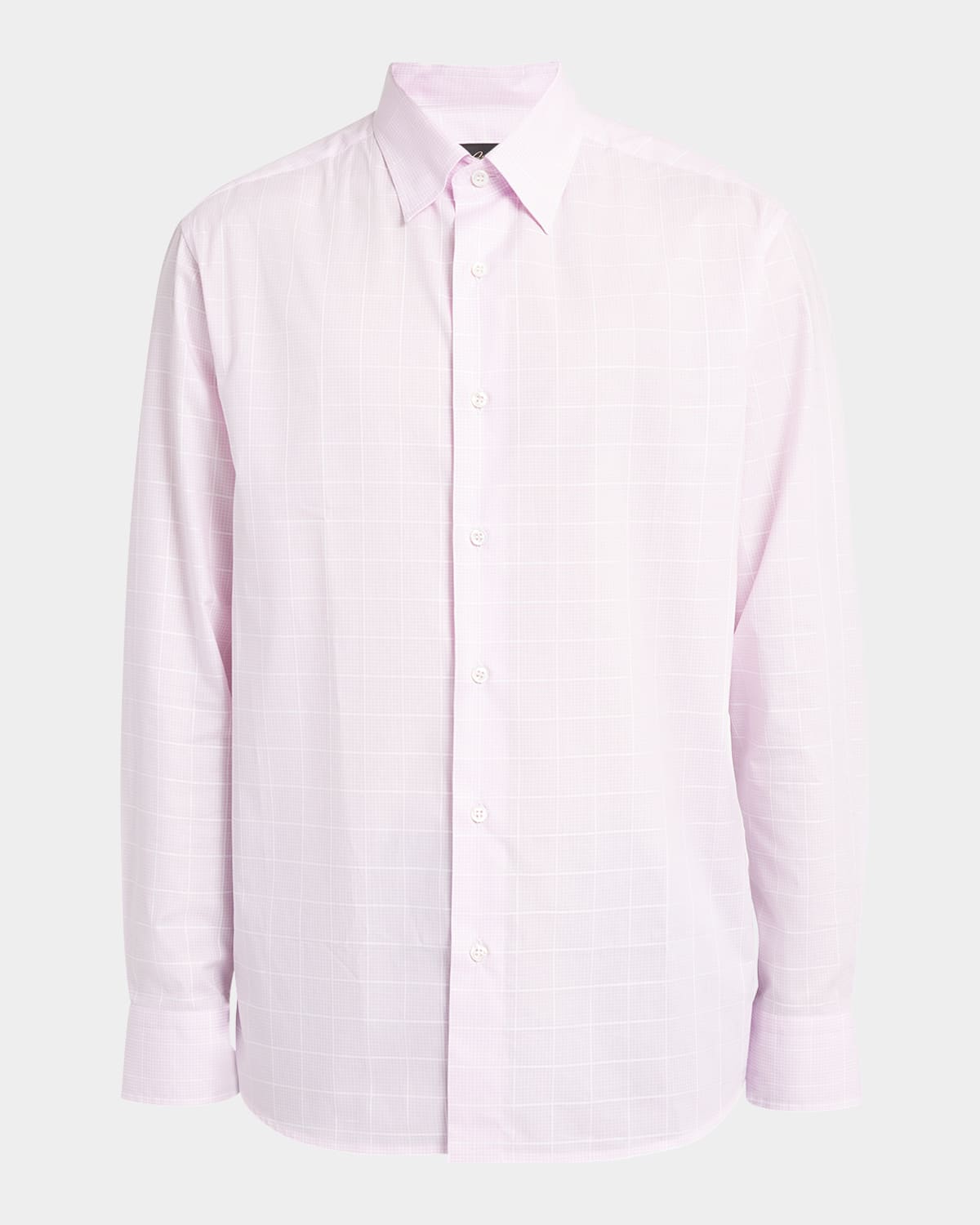 Brioni Men's Cotton Windowpane Check Sport Shirt In Lilac/white