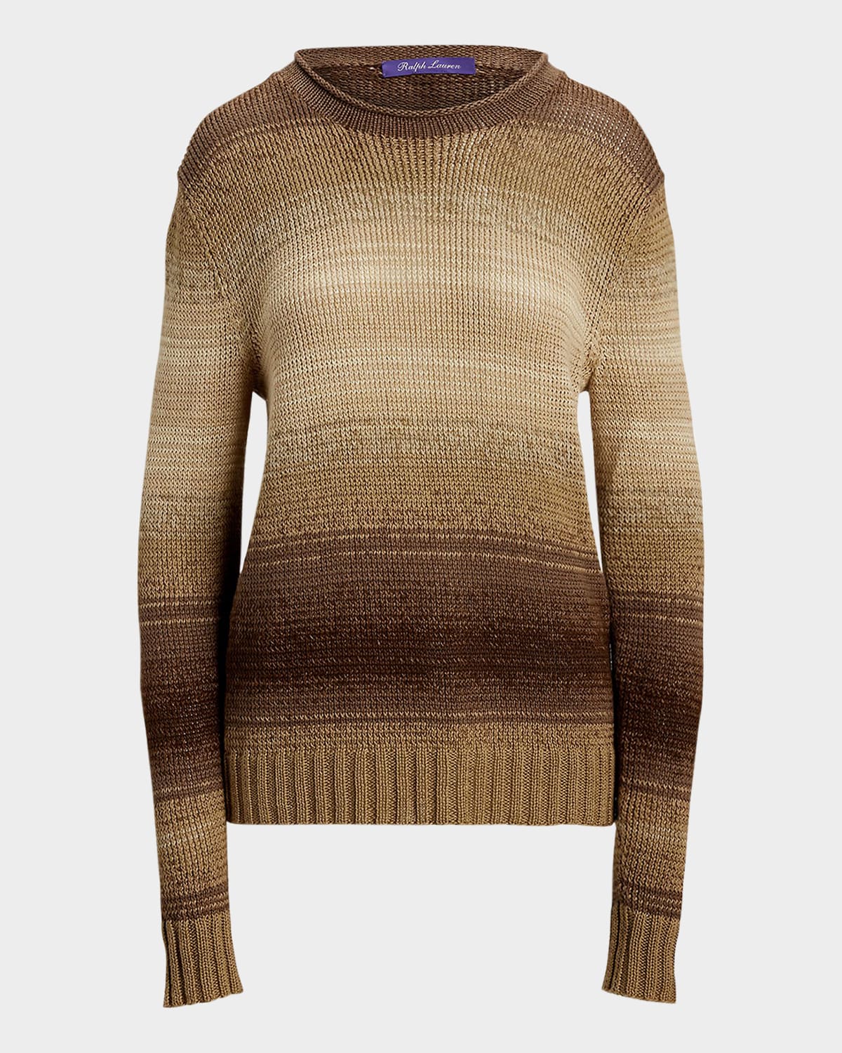 Shop Polo Ralph Lauren Ombre Linen-blend Rollneck Sweater In Tan