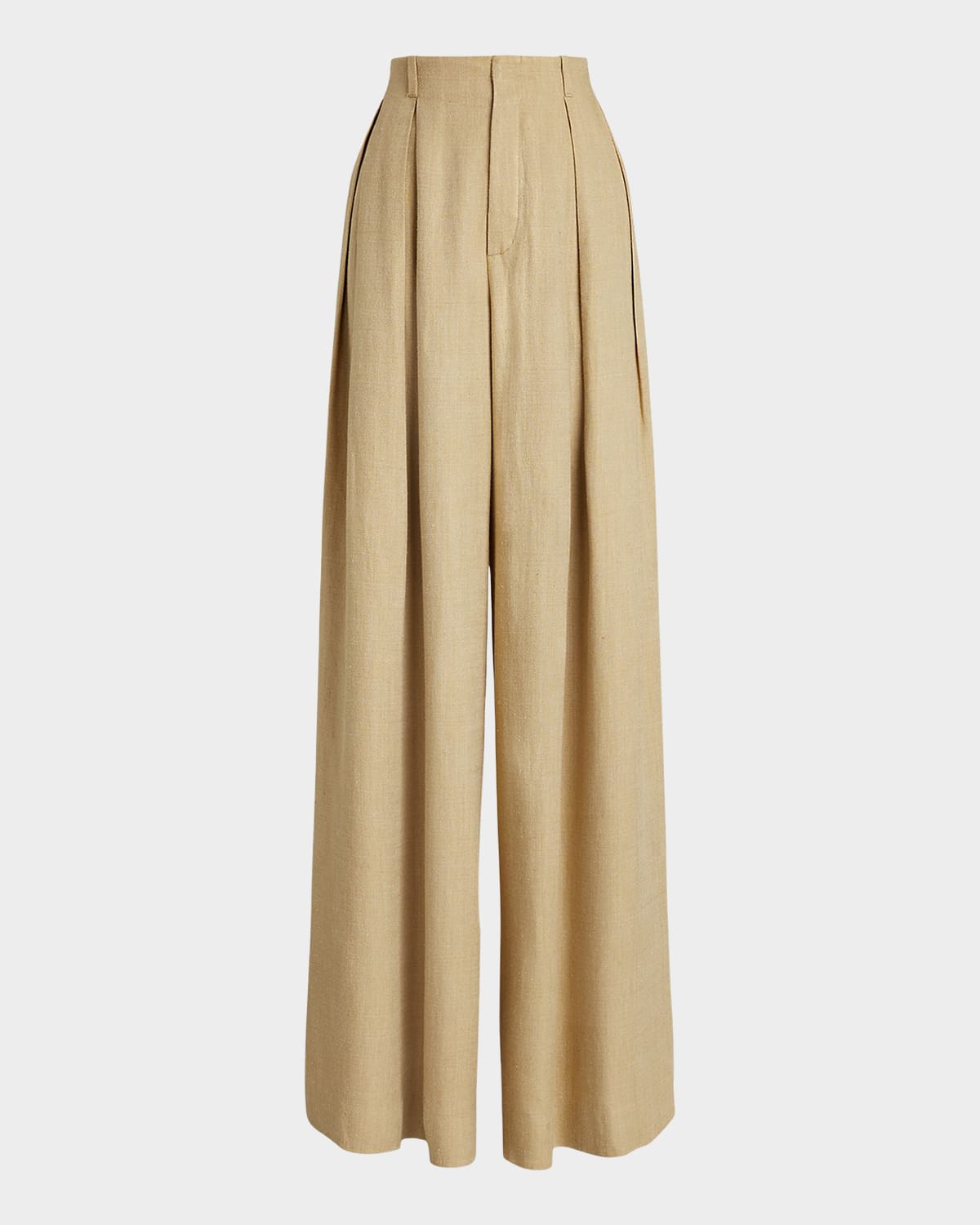 Shop Polo Ralph Lauren Greer Silk-linen Twill Pleated Pants In Tan