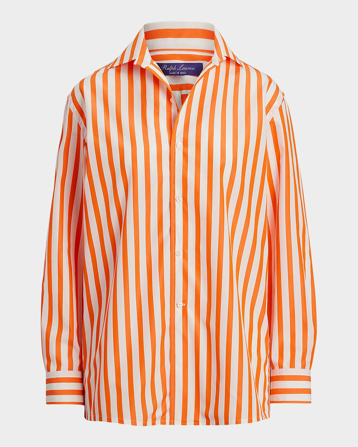Shop Polo Ralph Lauren Capri Relaxed Fit Striped Cotton Shirt In Orangewht