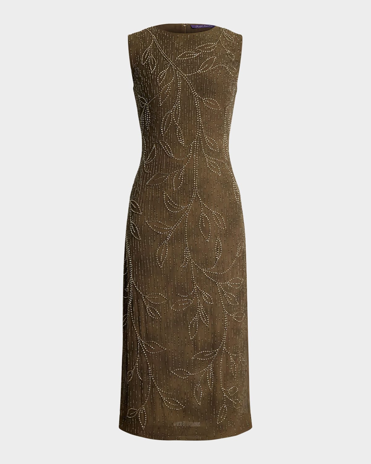 Polo Ralph Lauren Carroll Embellished Silk Cocktail Dress In Cocoa