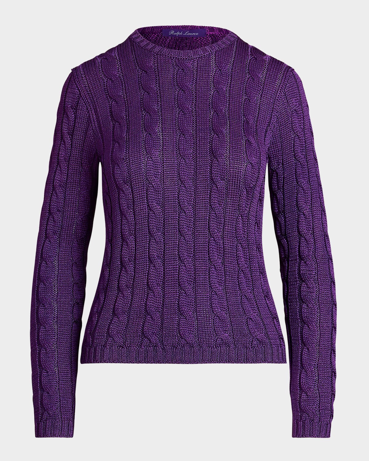 Cable-Knit Silk Crewneck Sweater