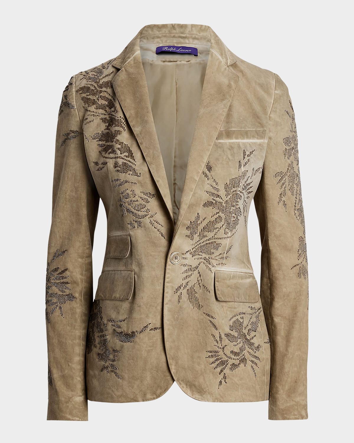 Shop Polo Ralph Lauren Parker Embellished Cotton Chino Jacket In Tan