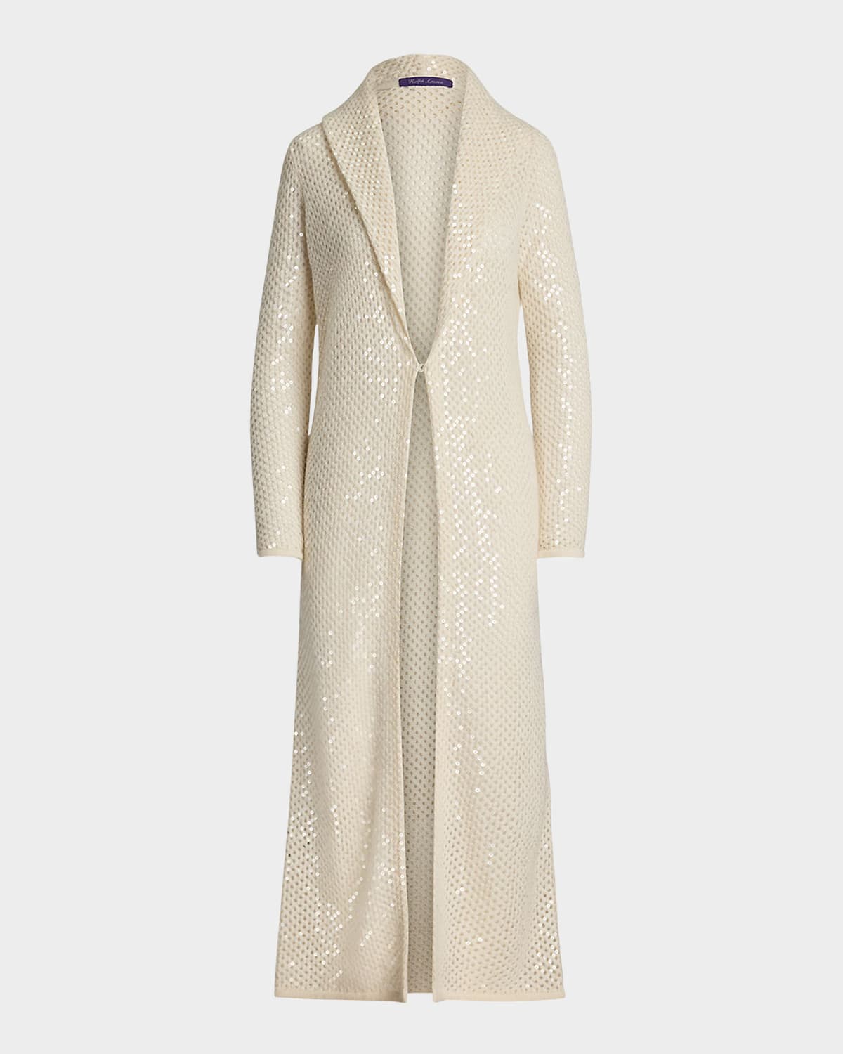 Embellished Cashmere Mesh Long Cardigan