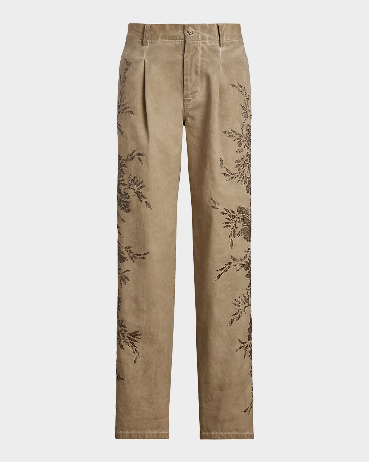 Shop Polo Ralph Lauren Fallon Embellished Cotton Chino Pants In Tan