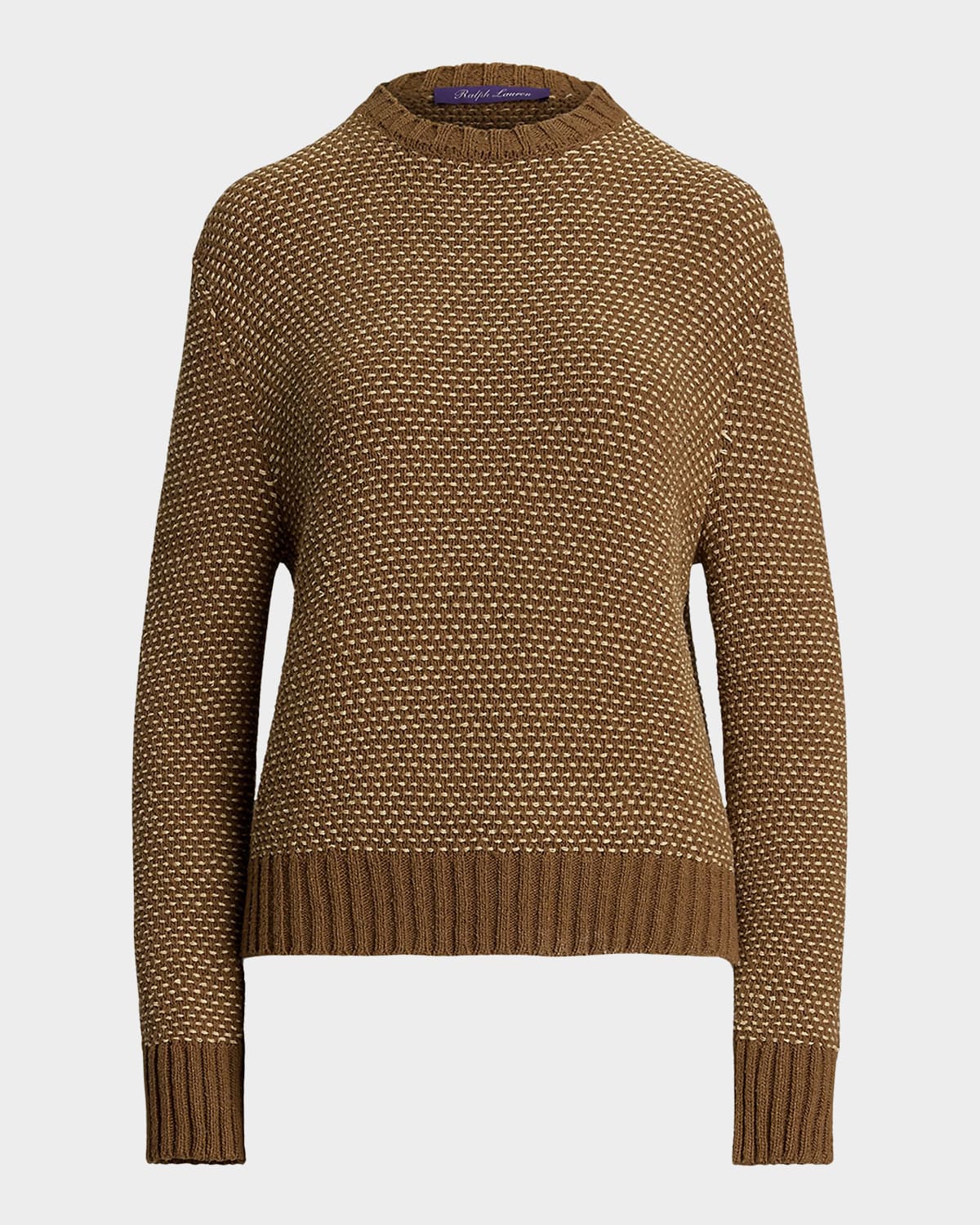 Polo Ralph Lauren Texture Birdseye Knit Crewneck Sweater In Cocoa Mult