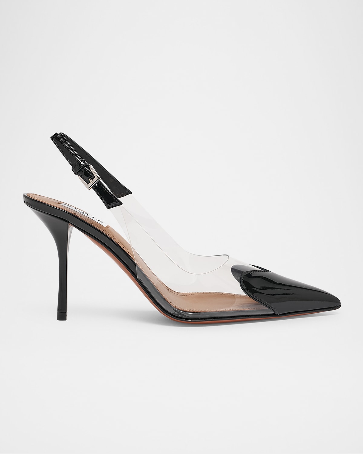 Shop Alaïa Clear Patent Heart-toe Slingback Pumps In Noir