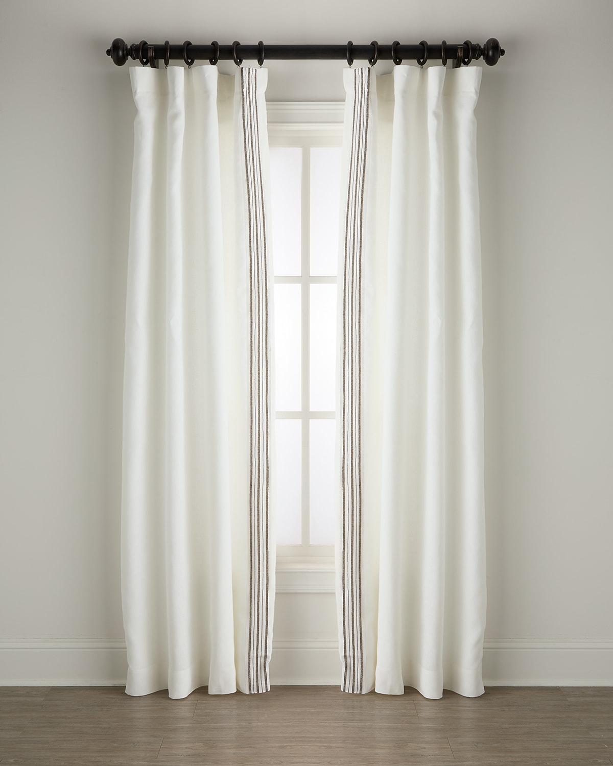 Home Silks Trelli Light-filtering Linen Drapery Panels, 52" X 108" - Set Of 2 In Black