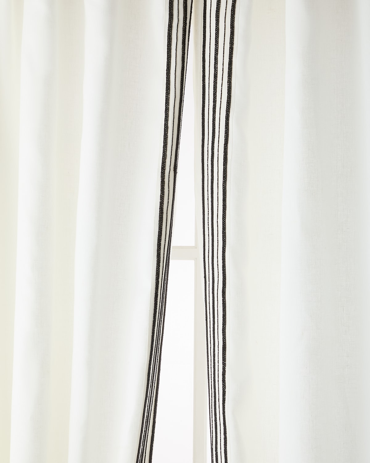 Home Silks Trelli Light-filtering Linen Drapery Panels, 52" X 96" - Set Of 2 In Black