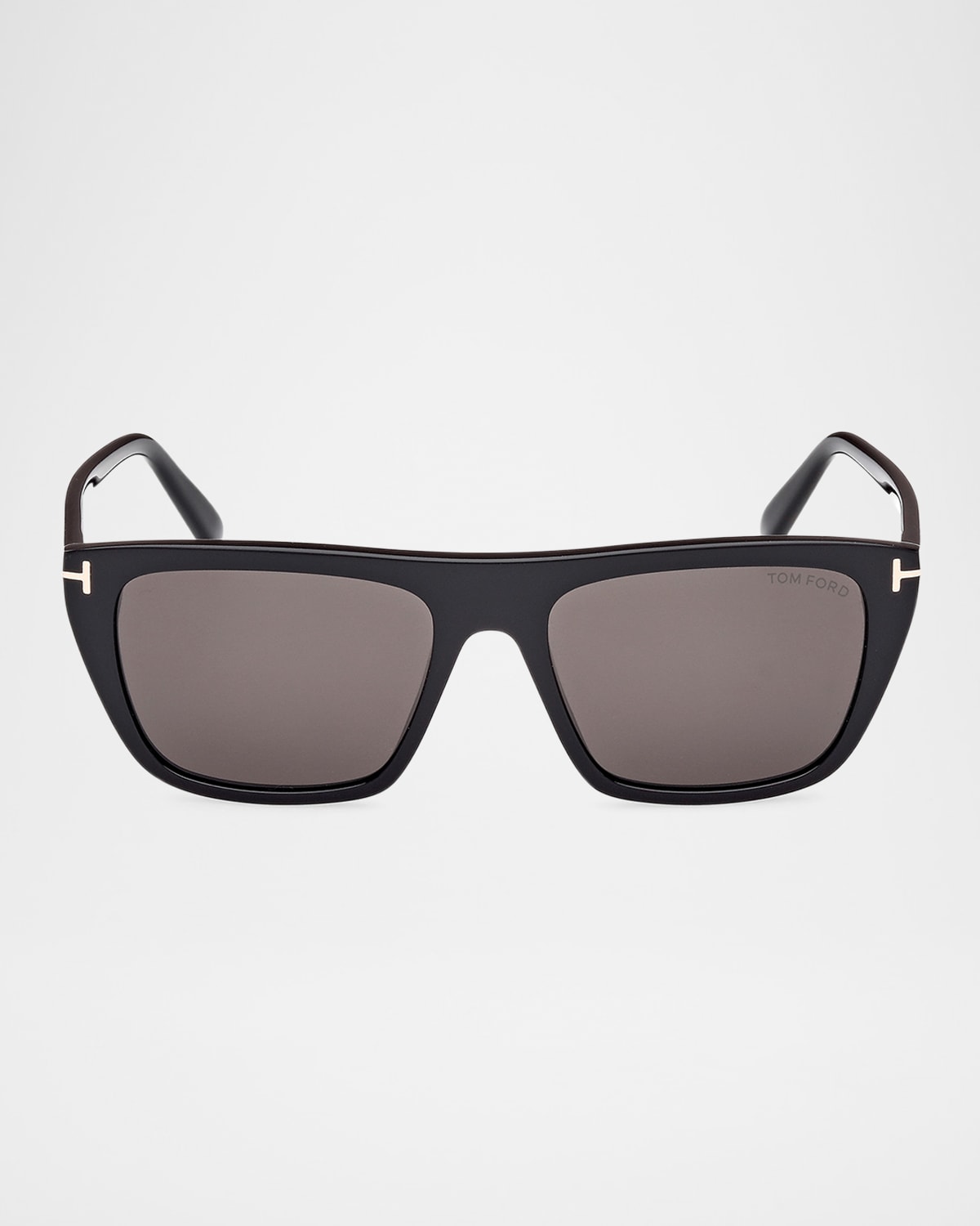 Tom Ford Aslan Sunglasses In Shiny Black Eco Logosmoke Lenses