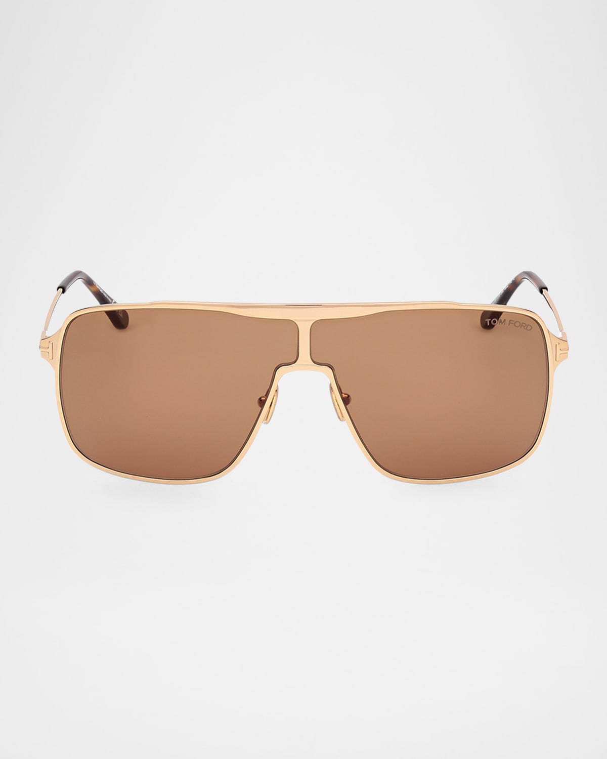 Tom Ford Zappa Sunglasses In Shiny Yellow Gold Dark Havana Logobrown Lenses