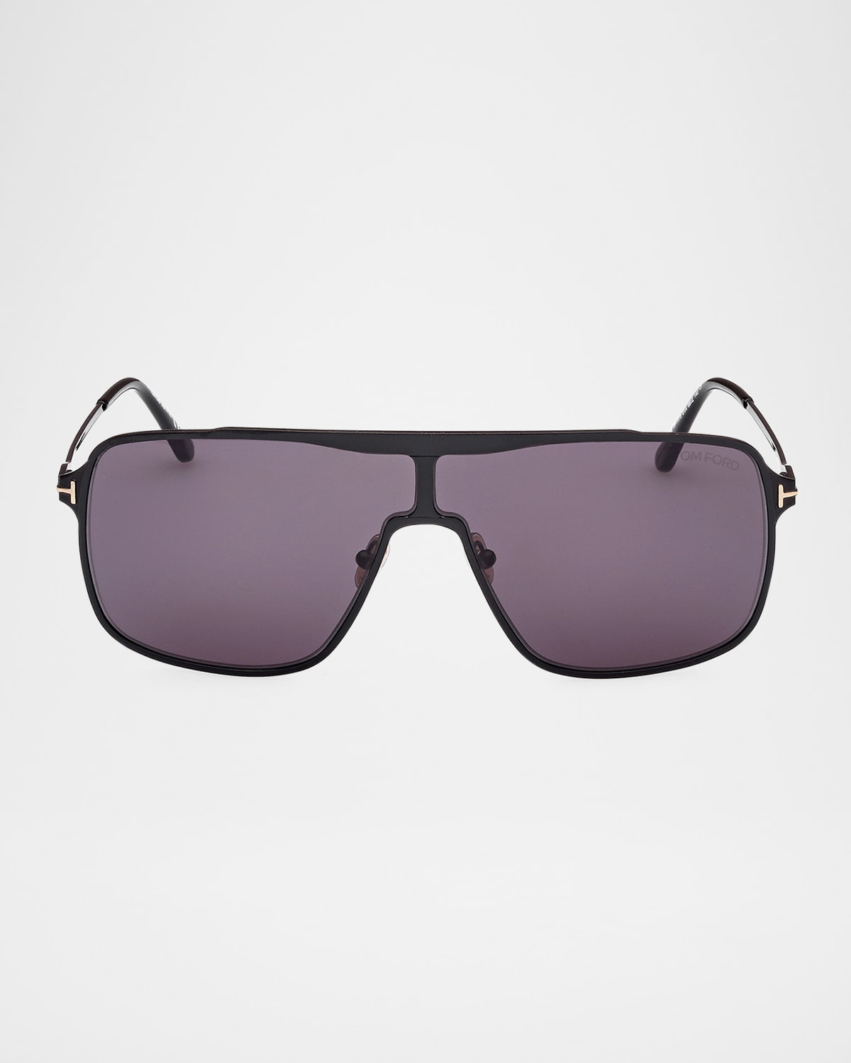 Tom Ford Zappa Sunglasses In Shiny Black Logosmoke Lenses