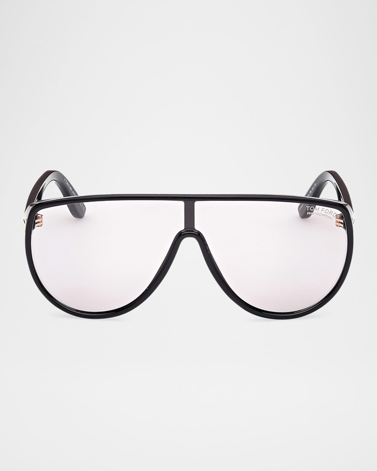 Tom Ford Eyewear Pilot Frame Sunglasses In Shiny Black Logophoochromic Smoke Lenses