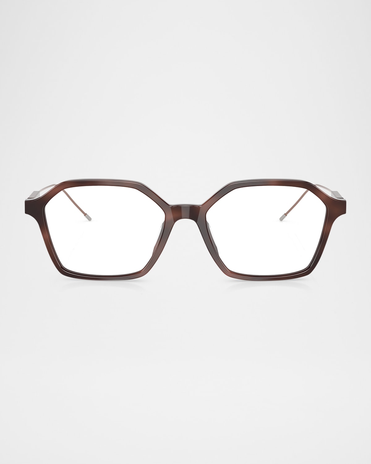 Brunello Cucinelli Bc3009 Geometric Blue Light Glasses In Havana