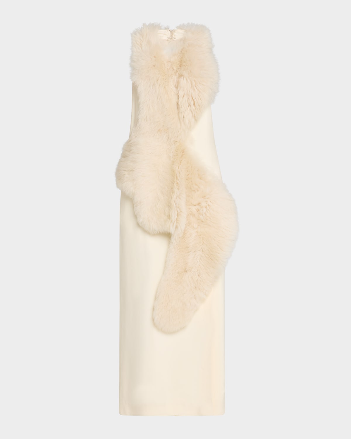 Totême Goat Shearling Halter Midi Dress In Natural