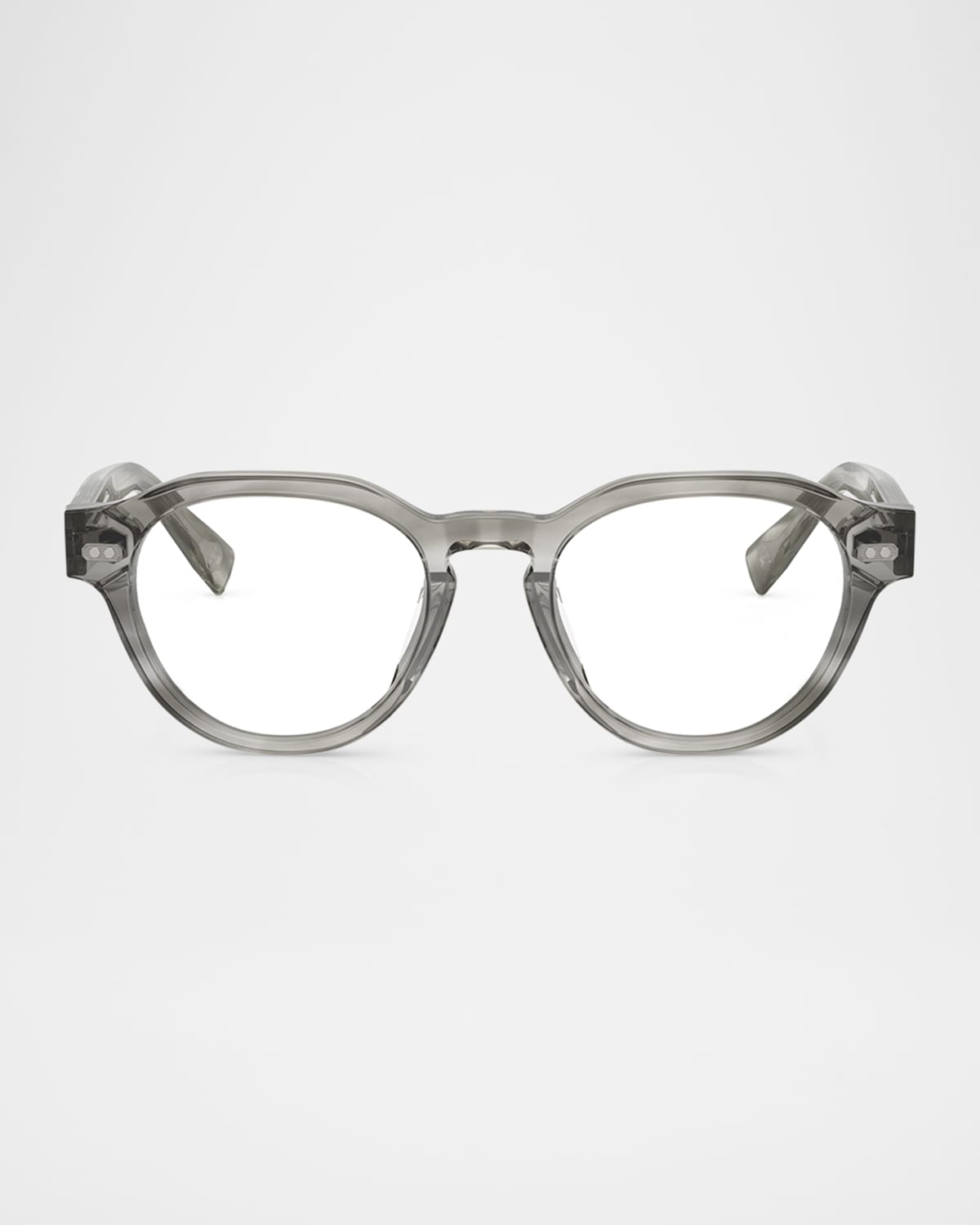 Brunello Cucinelli Men's Bc3007 Round Optical Frames In Striped Grey