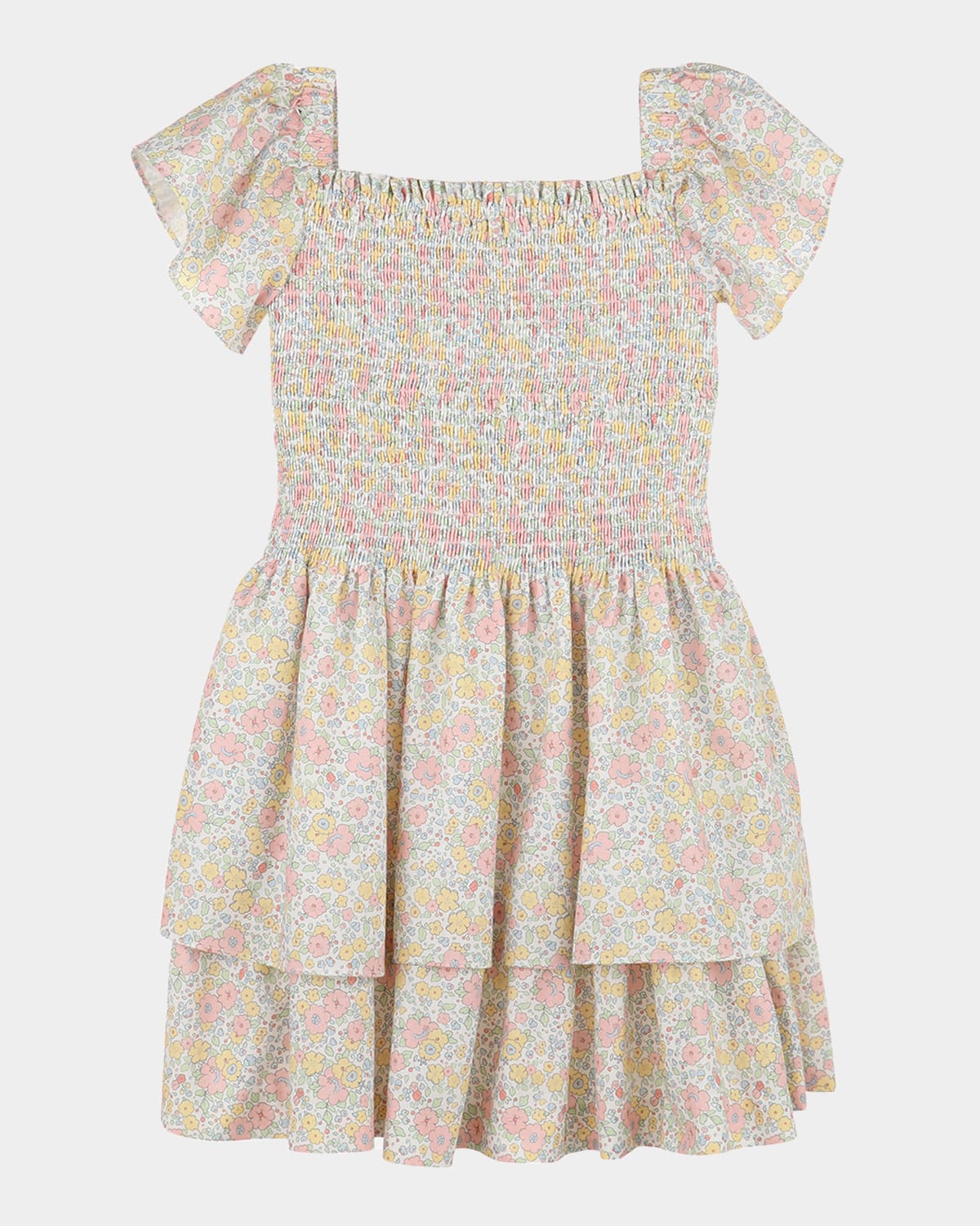 LULI & ME GIRL'S FLORAL-PRINT SMOCKED DRESS 