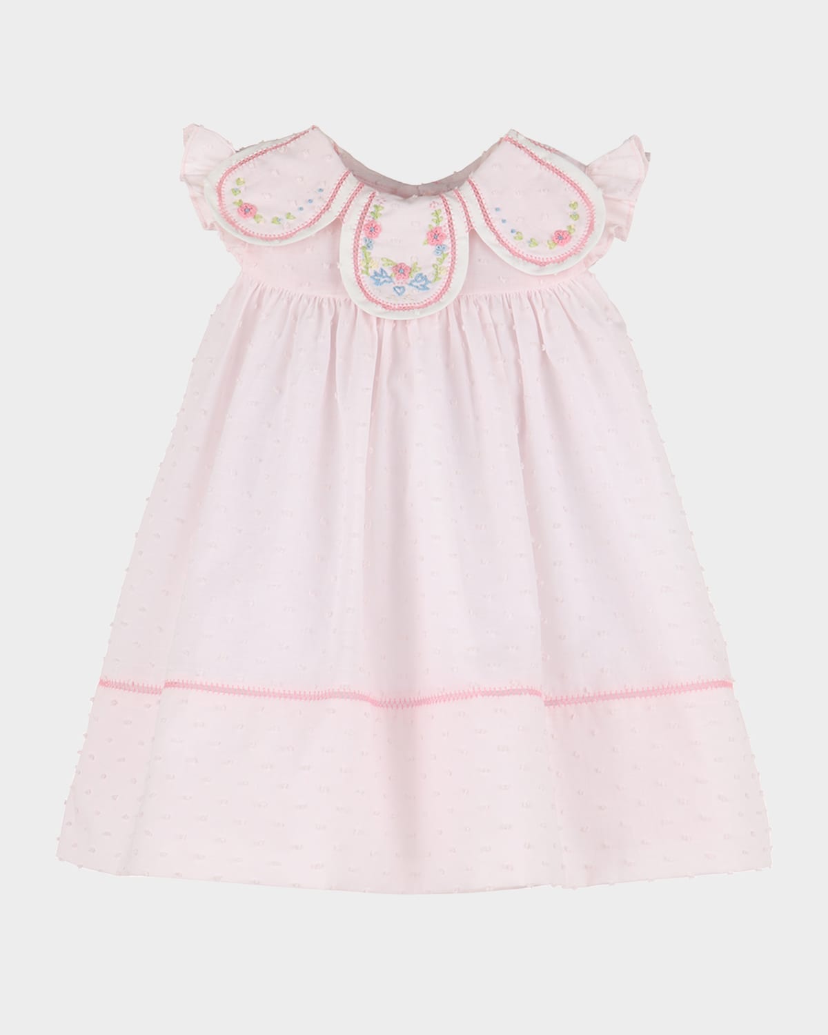 LULI & ME GIRL'S SWISS DOT PETAL COLLAR DRESS 