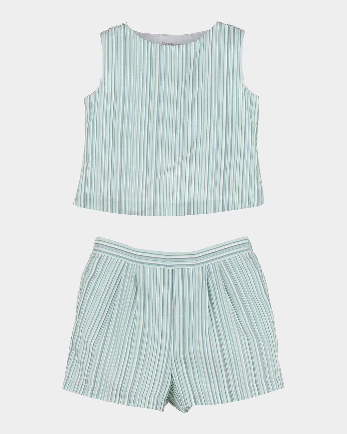 Luli & Me Girl's Two-piece Striped Set In Blue
