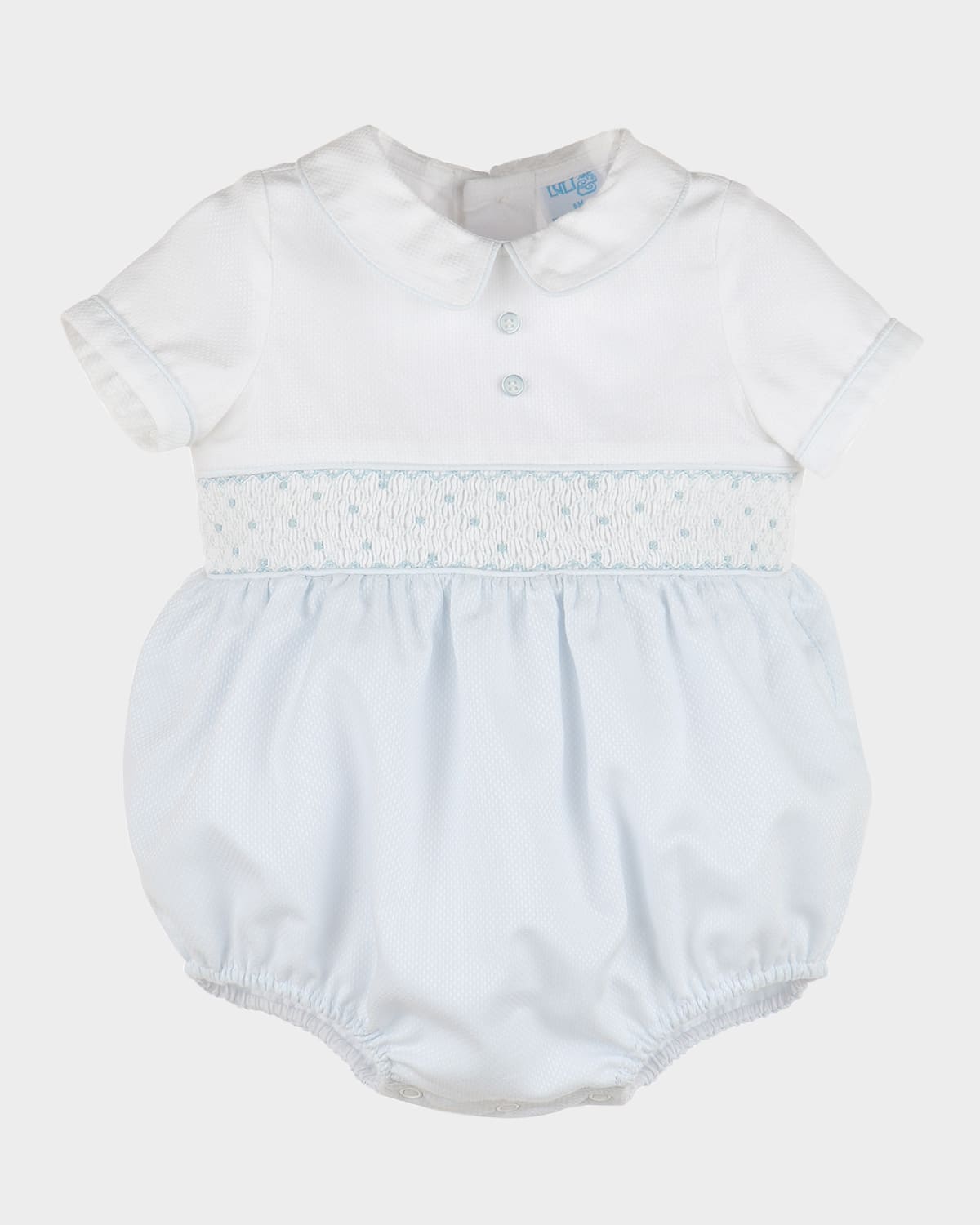 Luli & Me Boy's Smocked Bubble Romper In Blue