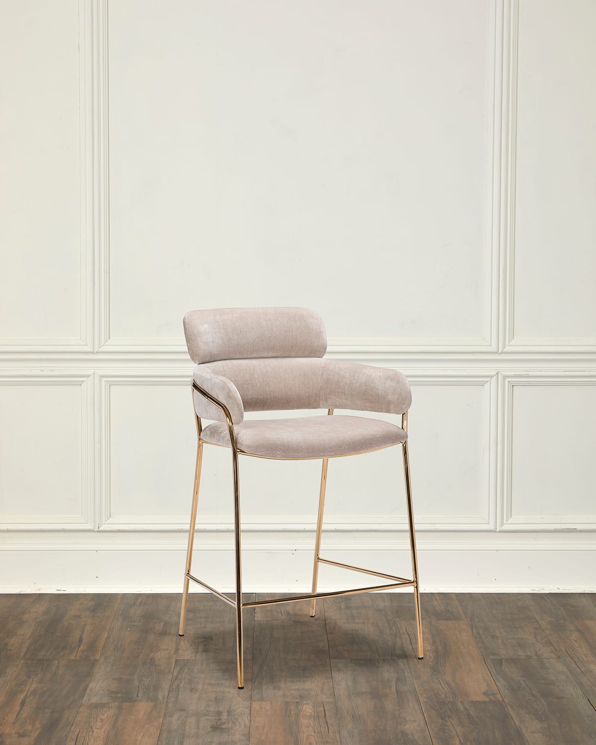 Interlude Home Marino 27" Chenille Counter Stool In Beige Latte