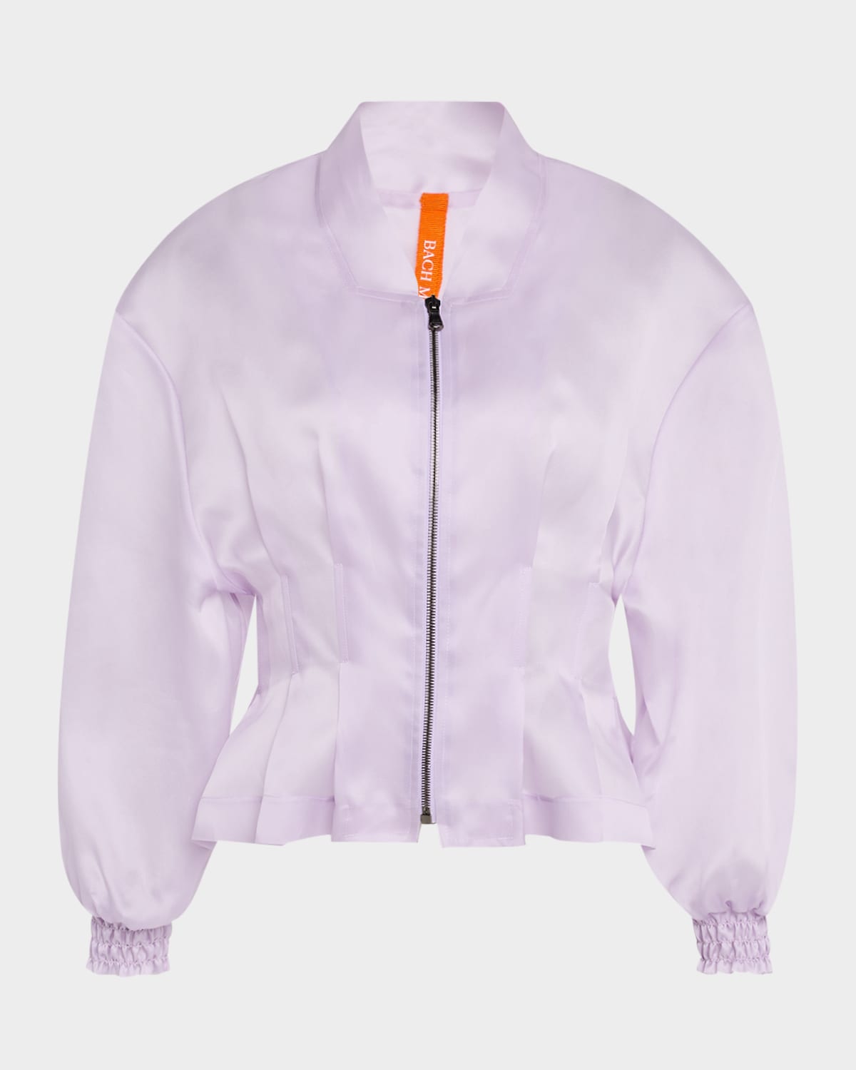 Nipped Waist Sheer Silk Bomber Jacket