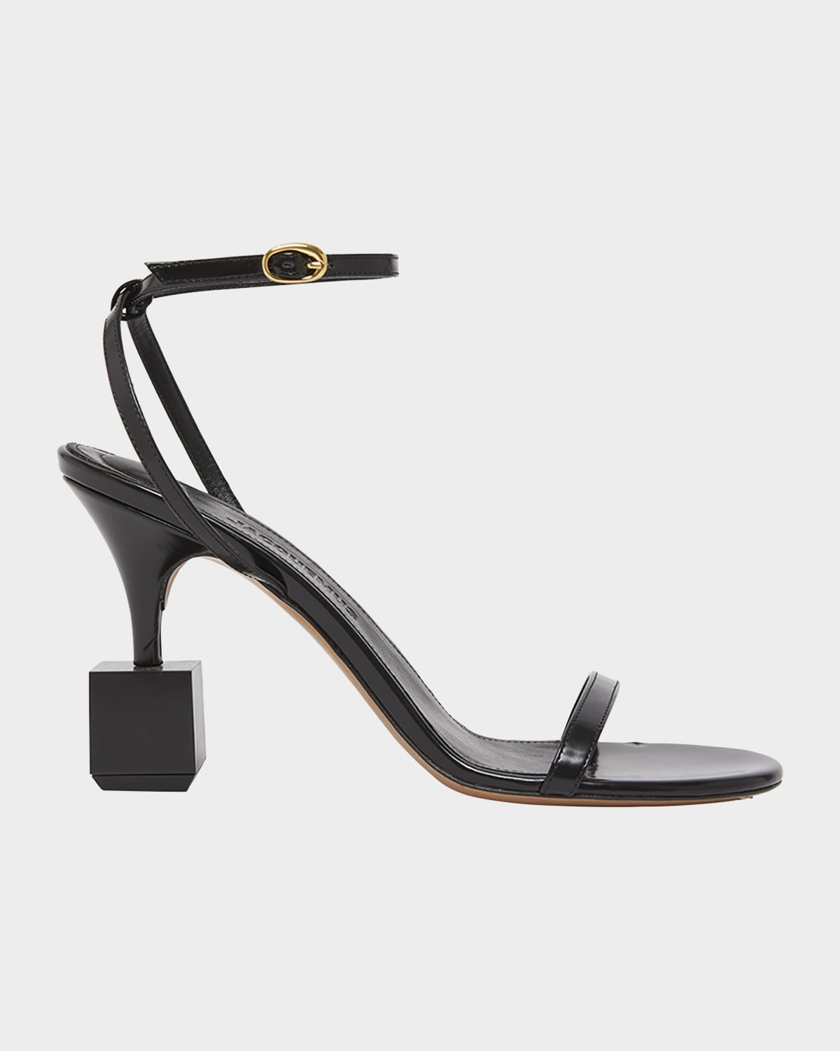 Jacquemus The Bisou Geometric Leather Sandals In Black