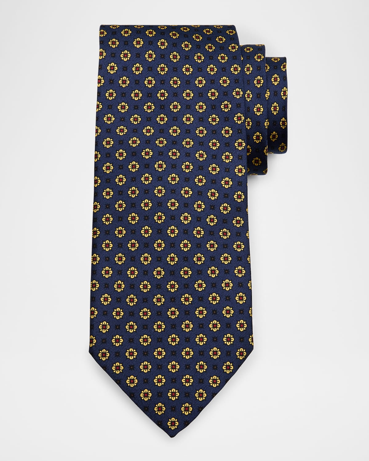 DUNHILL MEN'S MICRO-FLORAL MULBERRY SILK TIE 