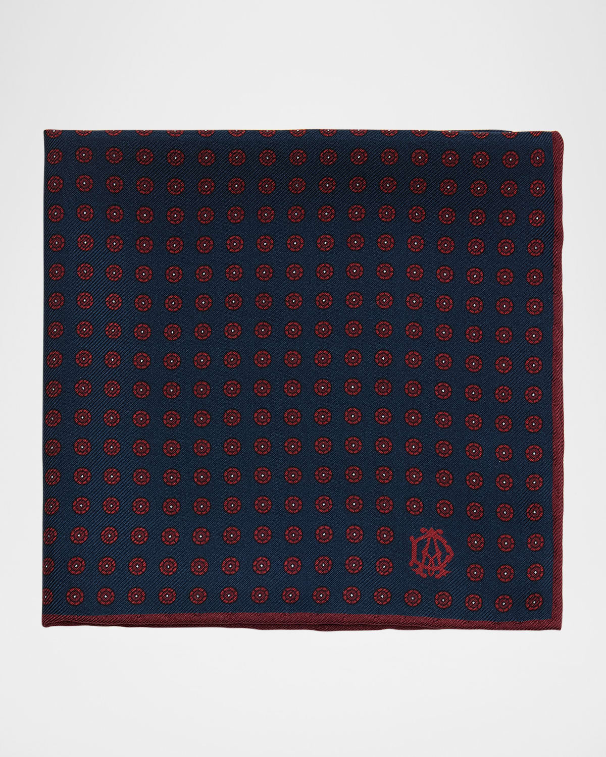 DUNHILL MEN'S PEDAL-PRINT MULBERRY SILK POCKET SQUARE 