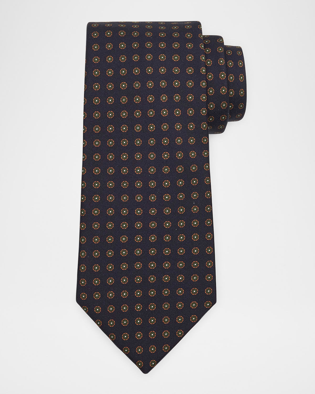 DUNHILL MEN'S CIRCLE MEDALLION MULBERRY SILK TIE 