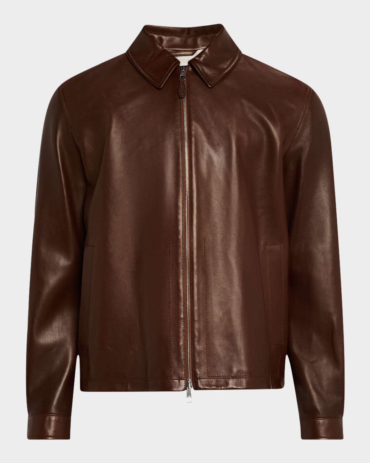 DUNHILL MEN'S HARRINGTON FULL-ZIP LEATHER JACKET 