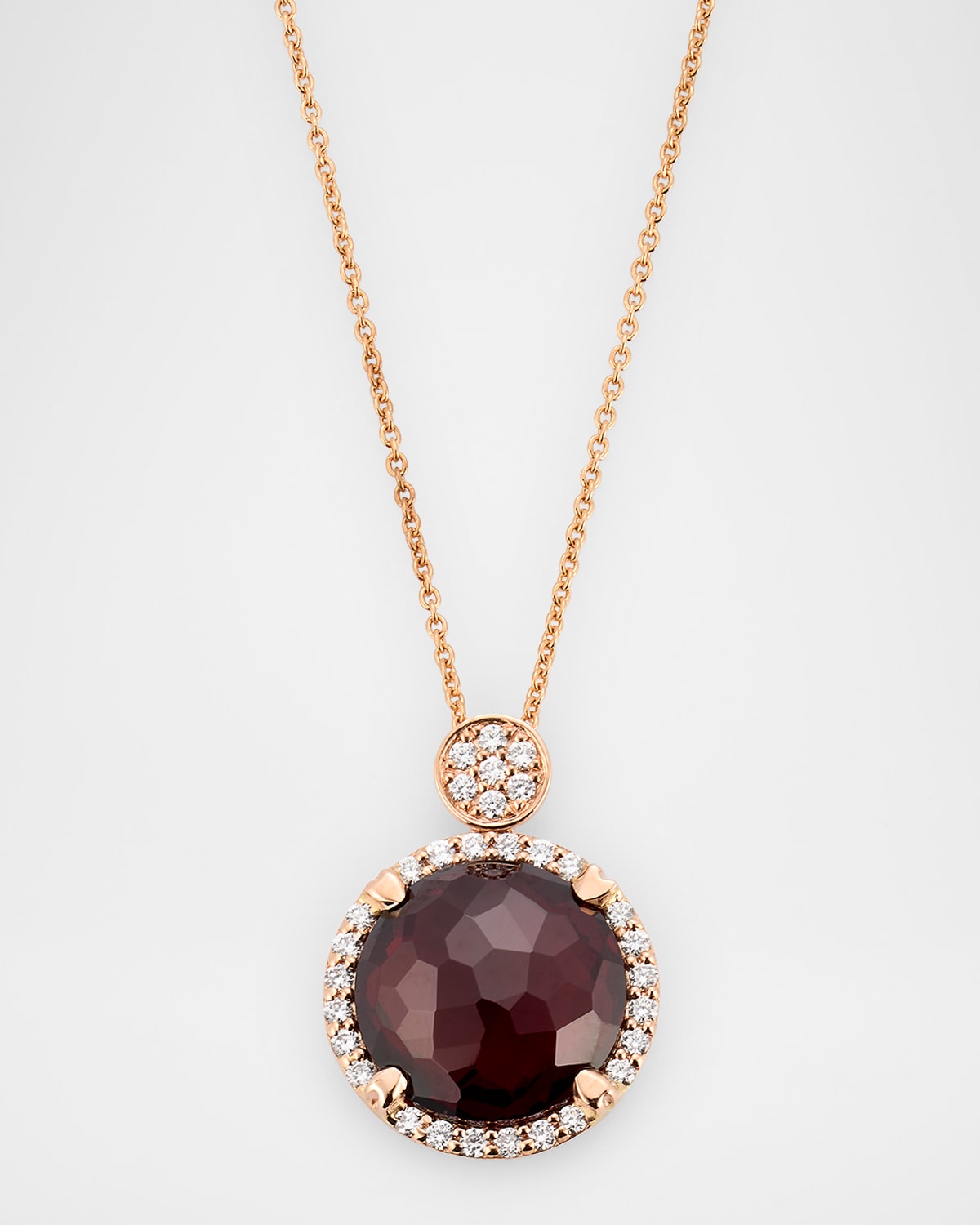 18K Rose Gold Rocks Diamond and Garnet Pendant
