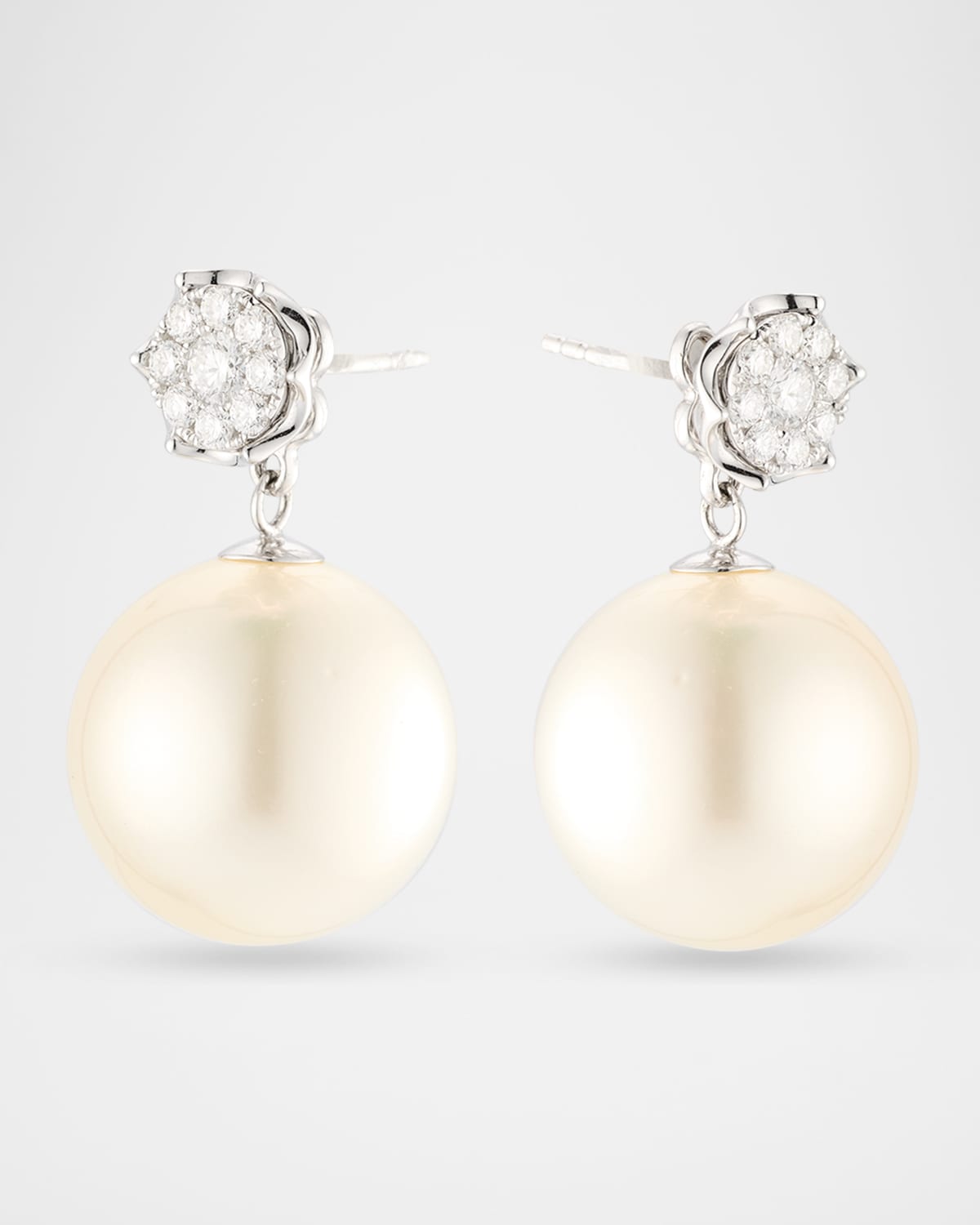 18K White Gold South Sea Pearl and Diamond Detachable Earrings
