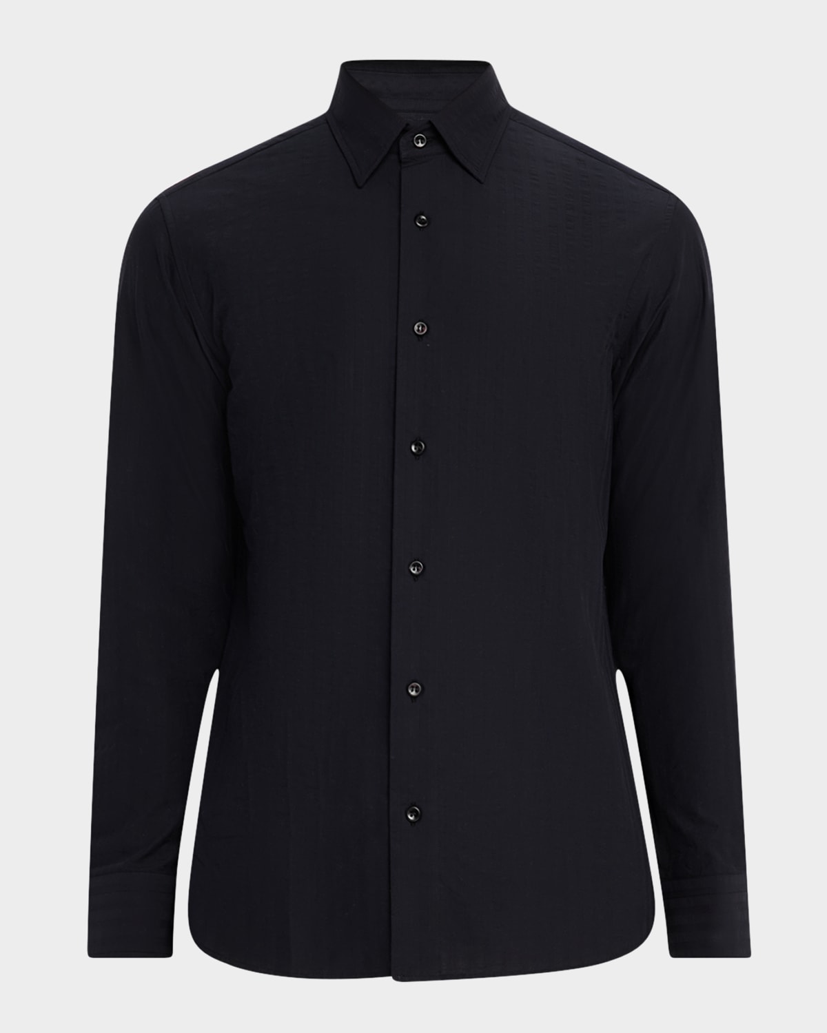 Brioni Men's Cotton Tonal Stripe Sport Shirt In Black