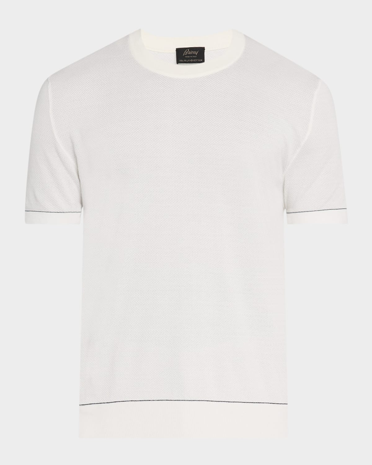 Men's Sea Island Cotton Short-Sleeve Crewneck Sweater