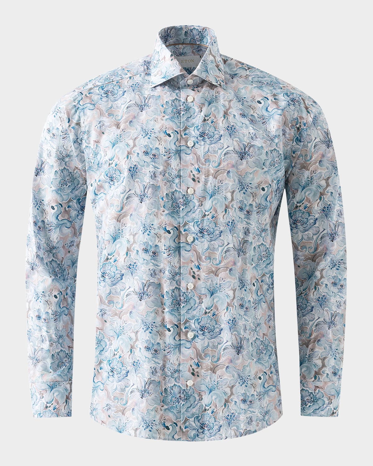 Eton Men's Elevated Contemporary-fit Cotton Floral Sport Shirt In Pastel Blue