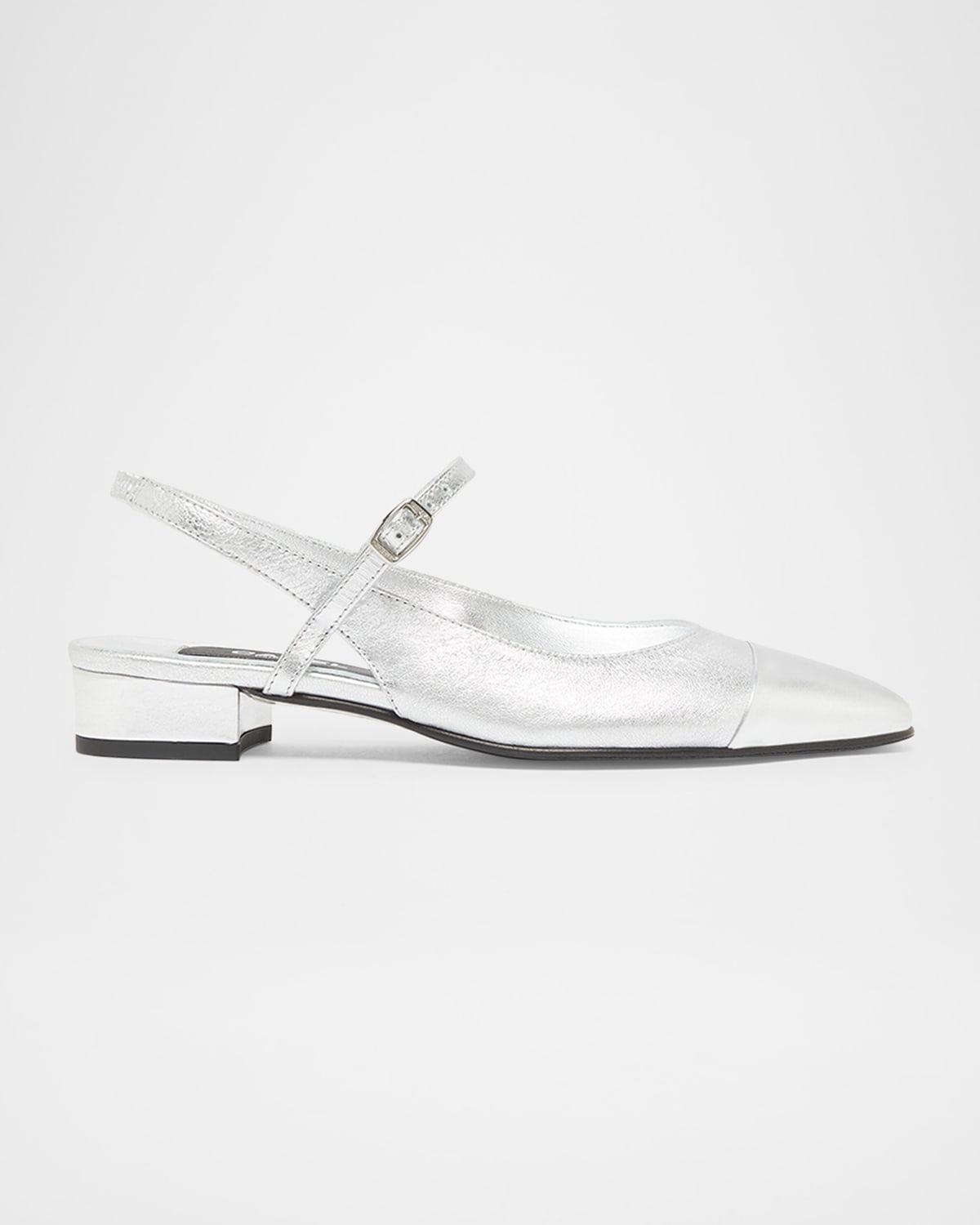 Shop Carel Oceano Metallic Mary Jane Slingback Flats In Bi Silver