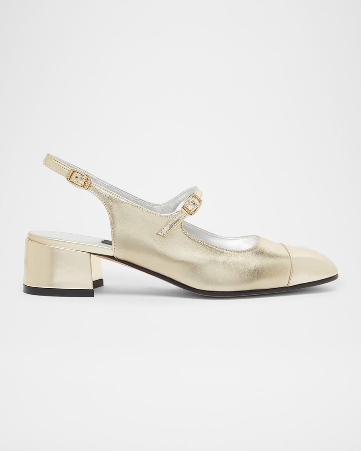 CAREL ISCHIA METALLIC MARY JANE BALLERINA PUMPS 