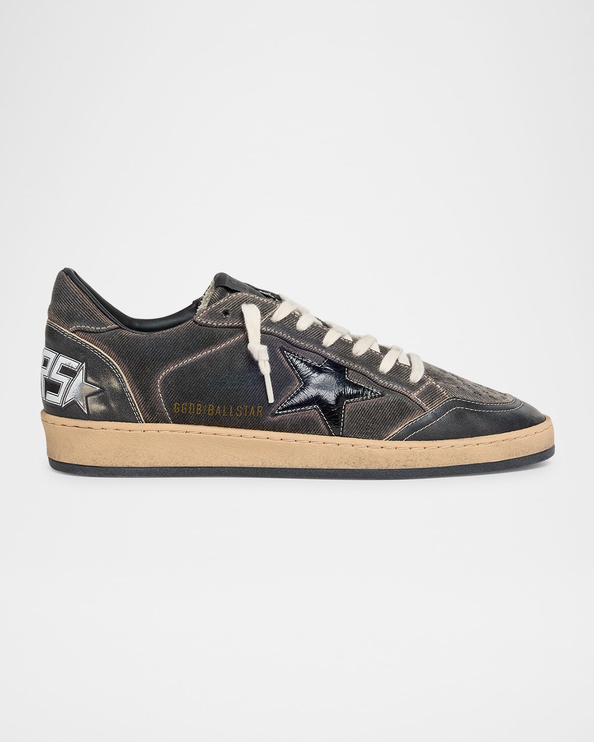 Golden Goose Men 's Ball Star Denim and Leather Low-Top Sneakers