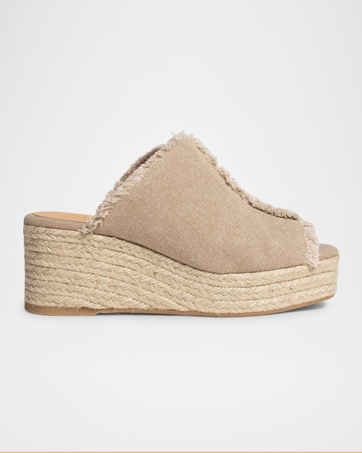 Shop Castaã±er Queral Frayed Canvas Wedge Espadrille Mules In Sand